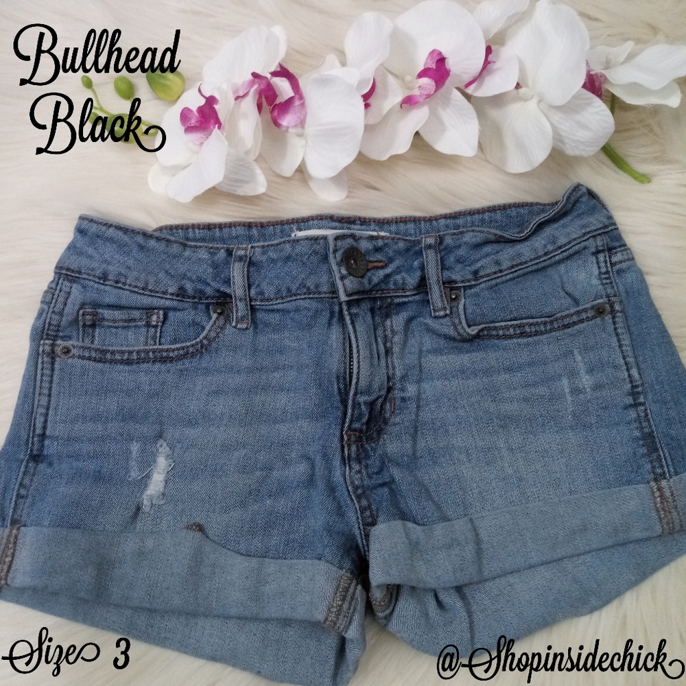 Bullhead Black Denim Shorts Distressed